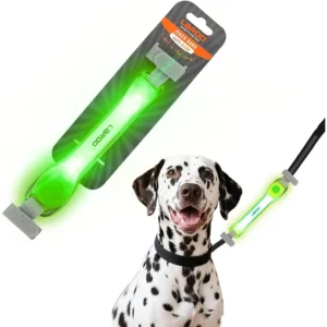 Light Up Dog Collar with Nylon Stickers Universal Glowing Collar Accessories for Leash Harness Silicone Waterproof Dog LED Flas