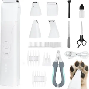 Dog Trimmer for Paws – 14 in 1 Cordless Dog Grooming Kit with Quiet Nail Grinder & Hair Clippers