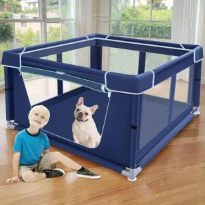 42x42 Inch Pet Playpen with Gate, Sturdy Indoor Outdoor Dog Fence for Puppies Small Dogs